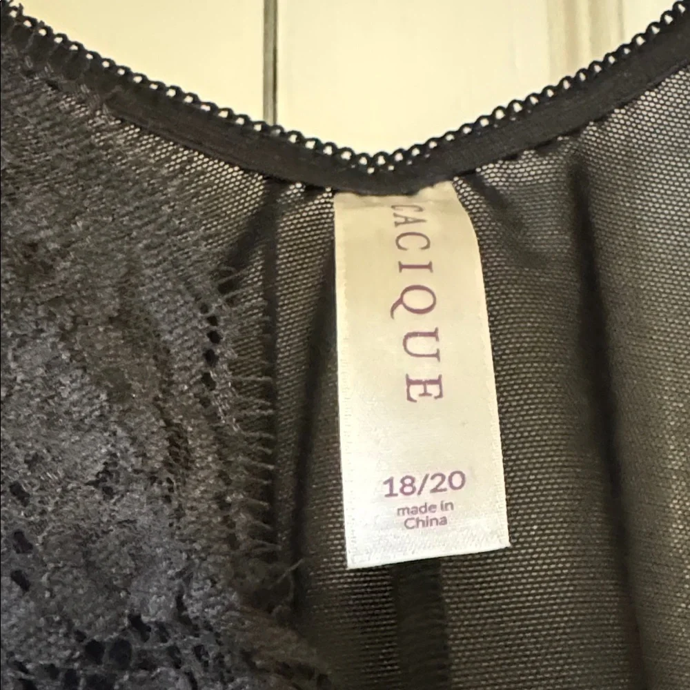 Cacique Sexy Women's Black Lace Long-Sleeve Bodysuit